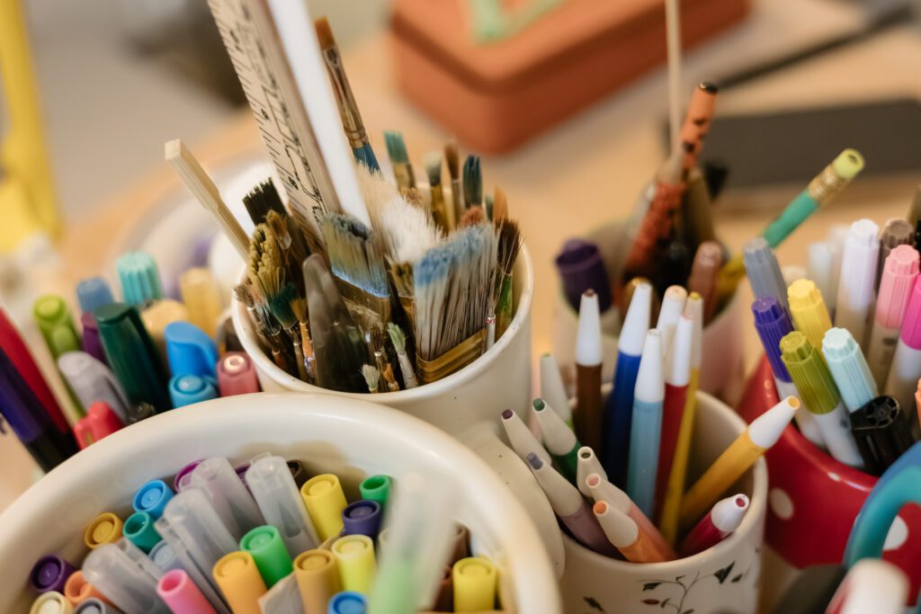 Branding photo of art supplies in artist's studio